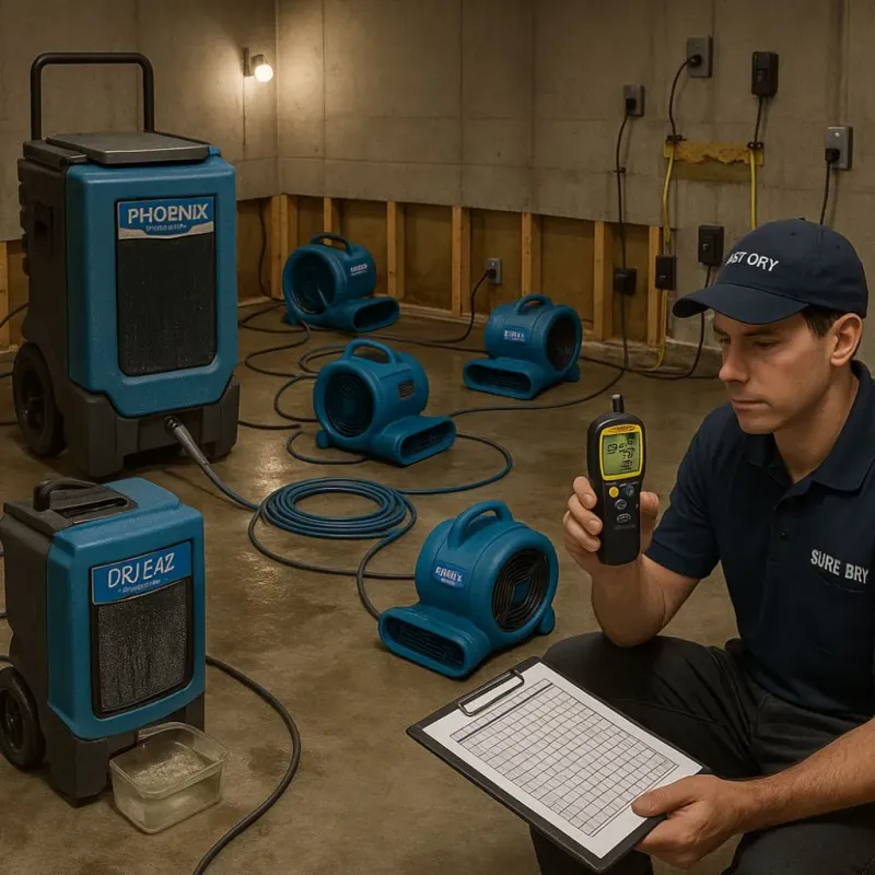 Structural Drying and Dehumidification process in Dickeyville, WI